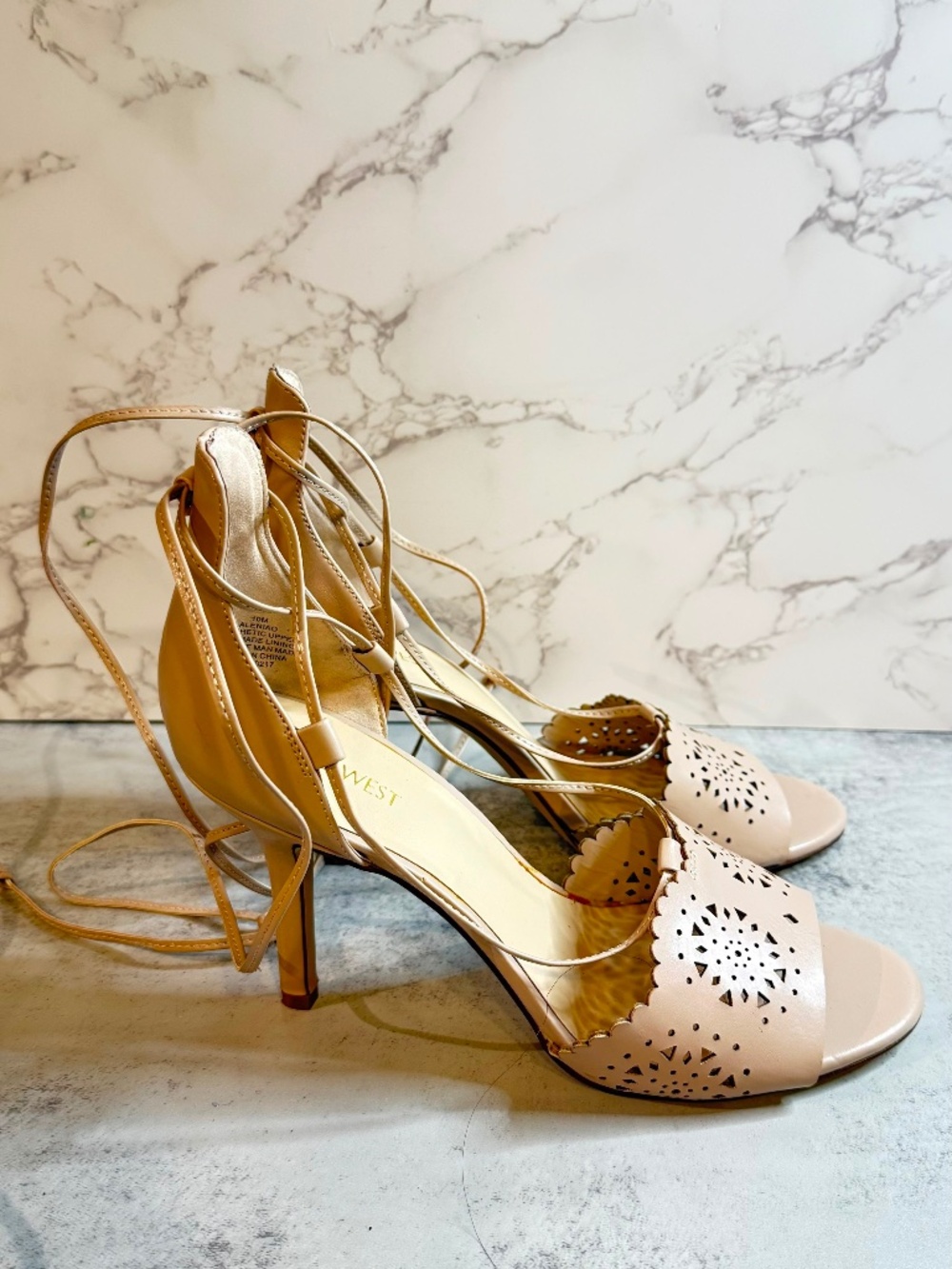 Nine West Nude Lace-Up Heeled